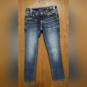 Miss Me Women's Mid Rise Easy Cuffed Straight Leg Jeans